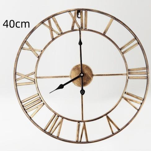 Large Vintage Wall Clock Office Black Minimalist Metal Roman Iron Decor 60cm 50cm