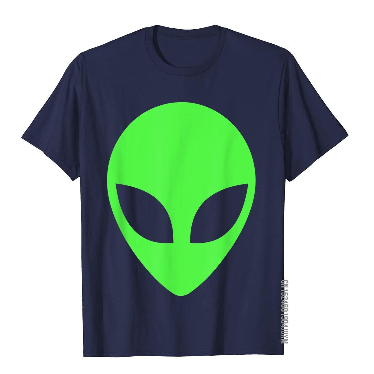 Green Alien Head 90s Style Funny Alien T-Shirt__97A3651navy