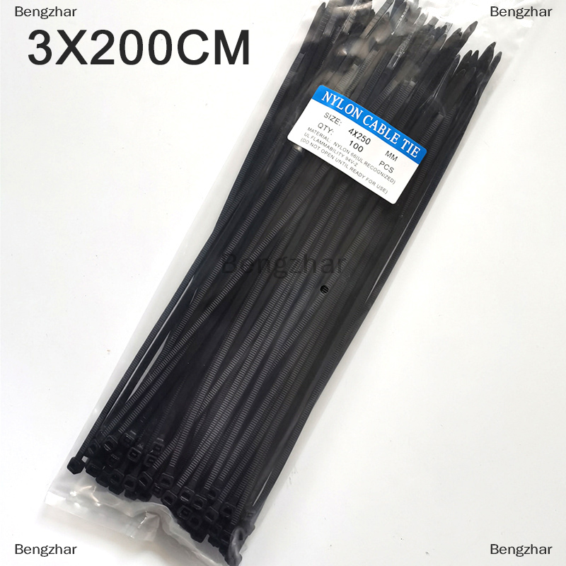 THM Tự khóa nhựa Nylon Tie 100pcs Nylon Cable Tie Set 3x200 vòng dây bọc
