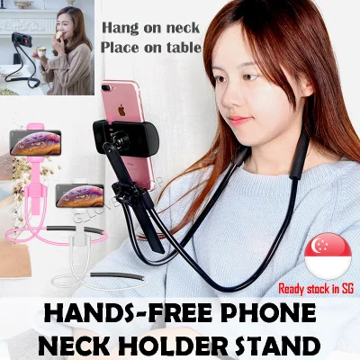 LONGER BETTER Neck Mobile Phone Mount Holder Universal Mobile Phone Stand Lazy Bracket Free Rotating