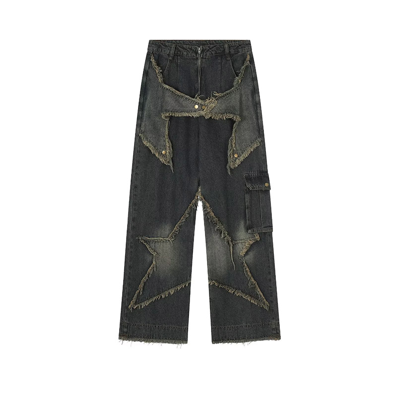 Lansboter quần jean quần bò nam quần đũi dài pants jeans for men Quần bình thường ỐNg RộNg jean thẳn