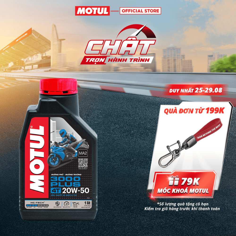 Dầu nhớt xe máy motul 3000 plus 4t 20w50 0.8l & 1l