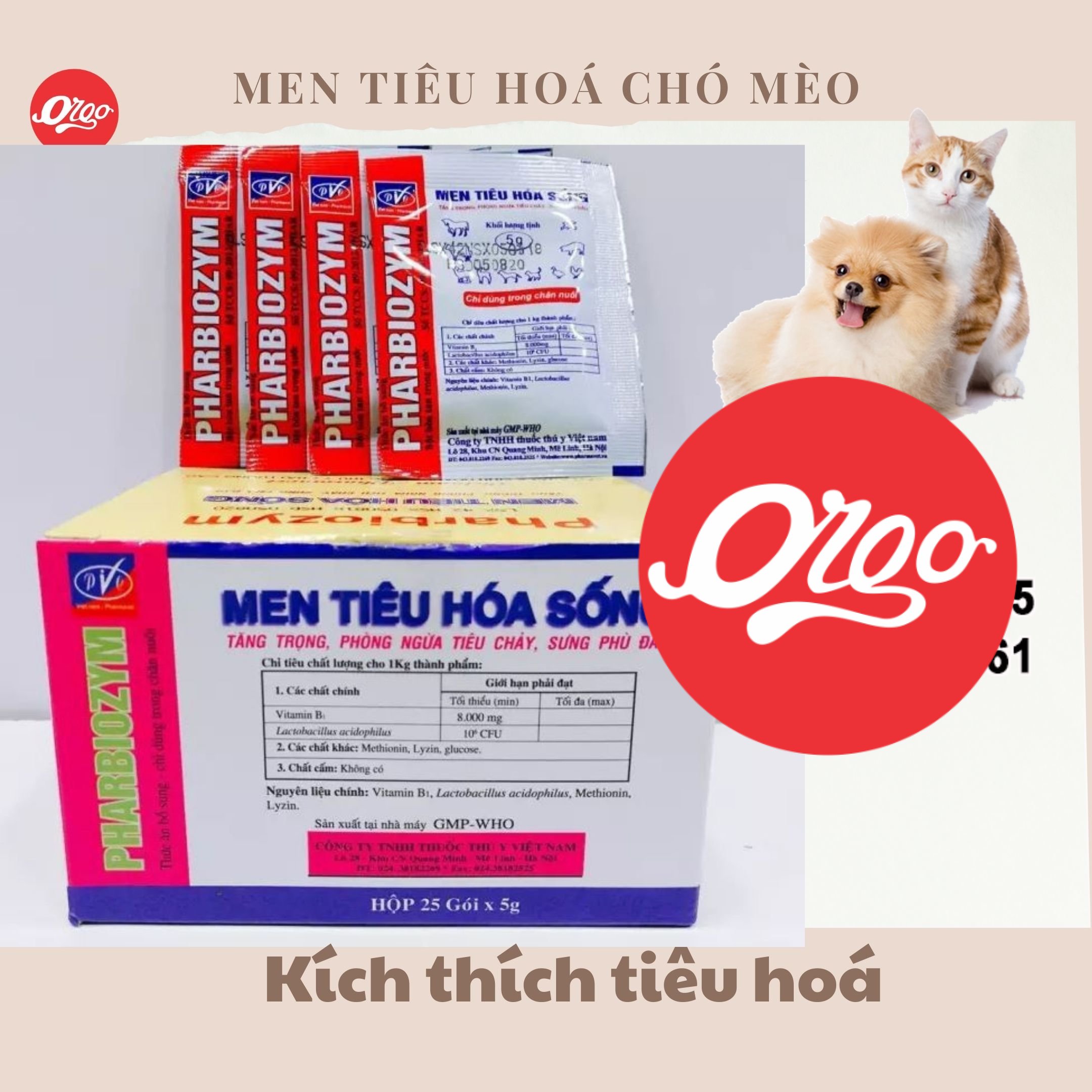 Orgo - Men tiêu hóa sống PHAR BIO Men tiêu hoá dùng cho chó mèo biếng ăn