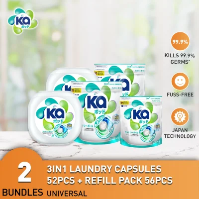 [Value Deal] Ka 3in1 Laundry Capsule 52 Pods x 2 Boxes + 56 Pods x 2 Refill + Free 30 Pods
