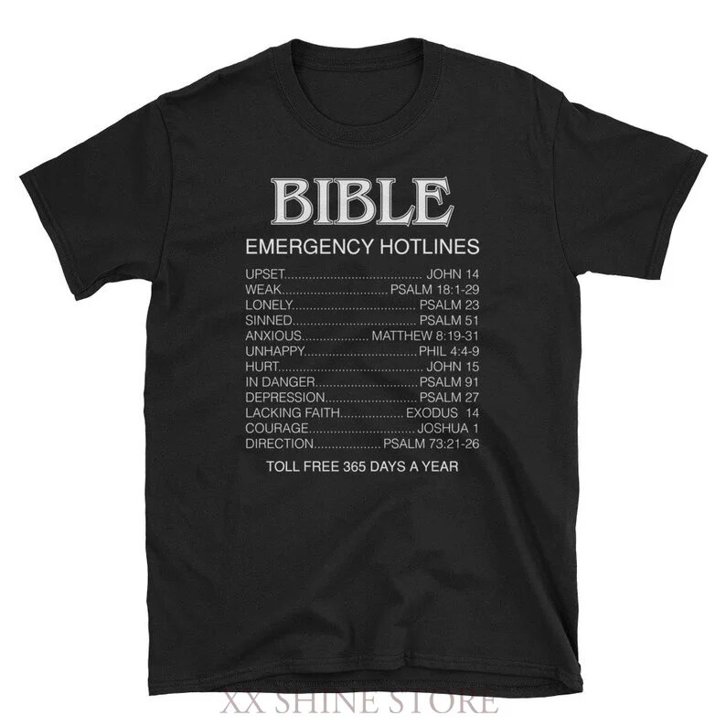 Bible Emergency Hotlines T-Shirt Funny Christian Woman Men Bible Verse Scripture Jeremiah Psalm Scripture Religious