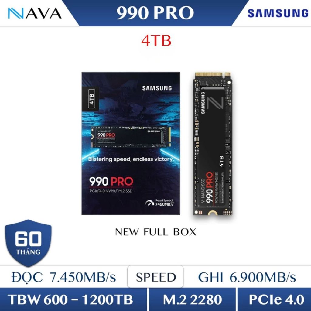 SSD Samsung 990 PRO 1TB / 2TB / 4TB NVMe Gen 4 PCIe Có Dram Tốc độ Cao BH 5 năm