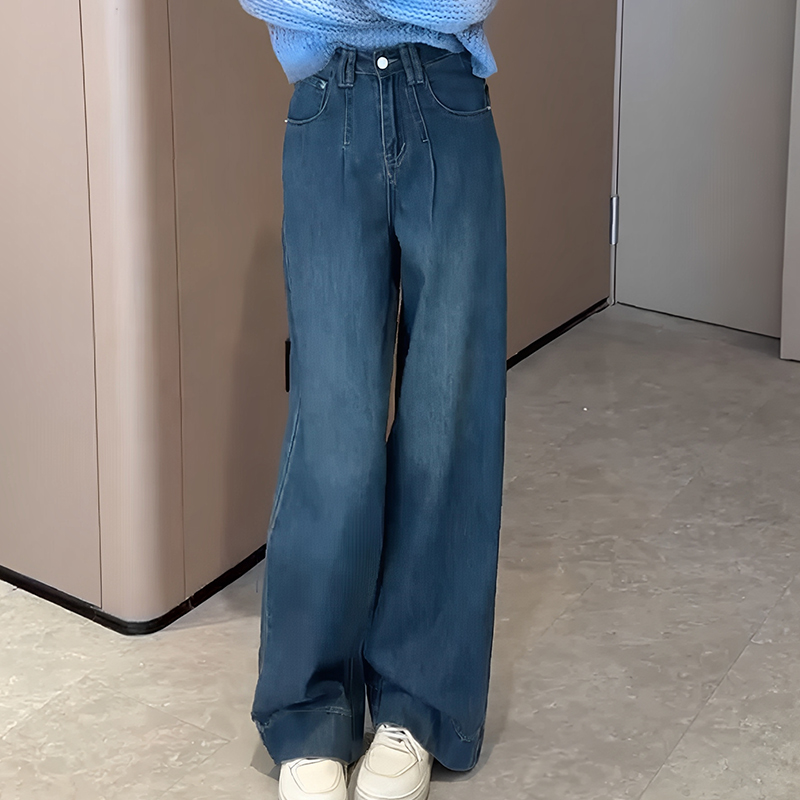 KELONG2 Đơn giản và linh hoạt thẳng chân jeans mới thời trang và lỏng lẻo jeans