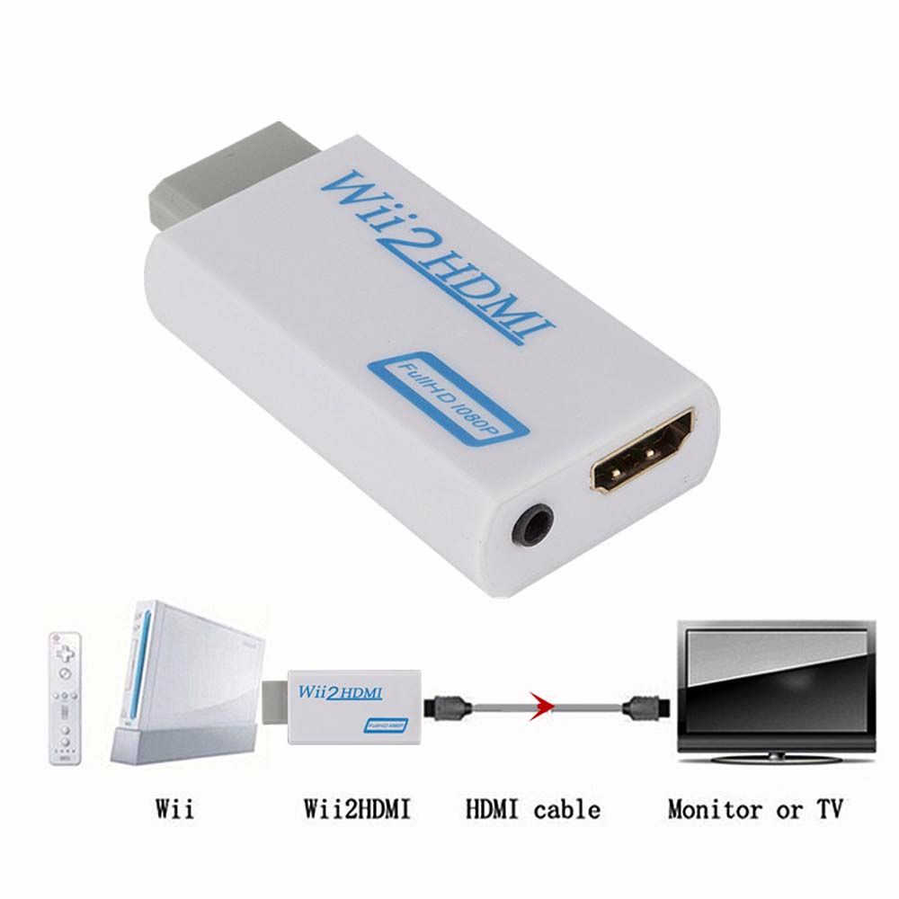 KNQ12 Chất lượng cao Mini 1080P Bộ chuyển đổi cho PC Màn hình HDTV Màn hình WII đến HDMI Công cụ chuyển đổi Wii 2 Bộ chuyển đổi WII sang HDMI Bộ chuyển đổi Wii To HDMI Đầu nối âm thanh video