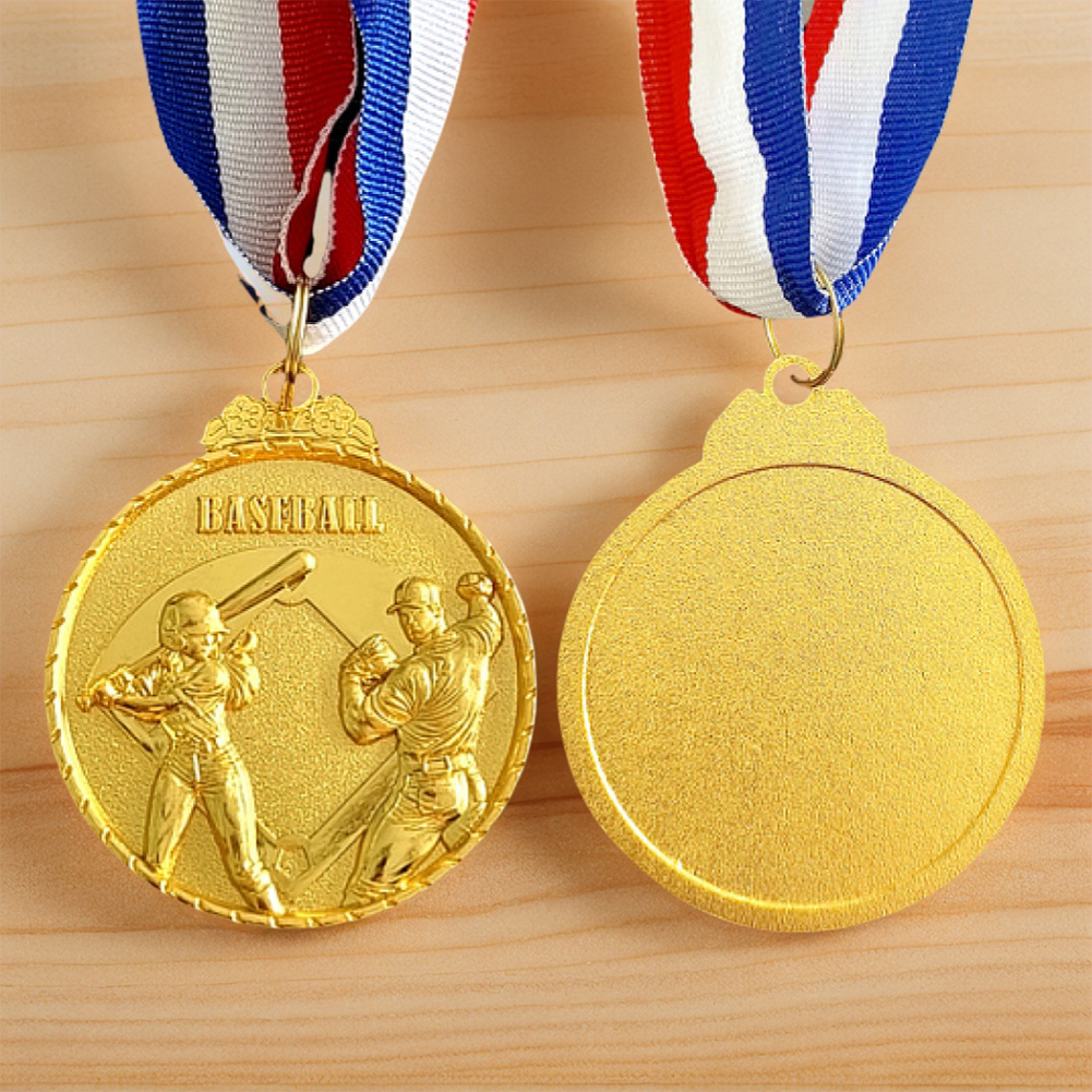 10Pcs Baseball Medals Sports Medals 5cm Metal Winner Medals with Neck Ribbon Competition Prize Medals for Baseball Race