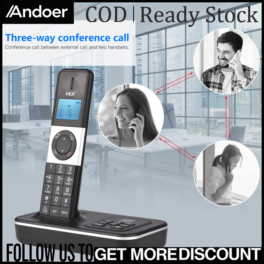 Andoer BISOFICE D1002 TAM-T 3-Handset Cordless Phone with Answering Machine Caller ID/Call Waiting 1.6 inch LCD 3 Lines Screen Display Rechargeable Batteries Support 16 Languages for Office Home Conference ราคา 2,183 บาท*ส่งฟรี