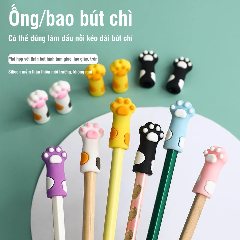 Nắp đậy bút chì trang trí hình chân thú ngộ nghĩnh, bảo vệ ngòi bút không gãy - Combo 15 phụ kiện học tập cho bé