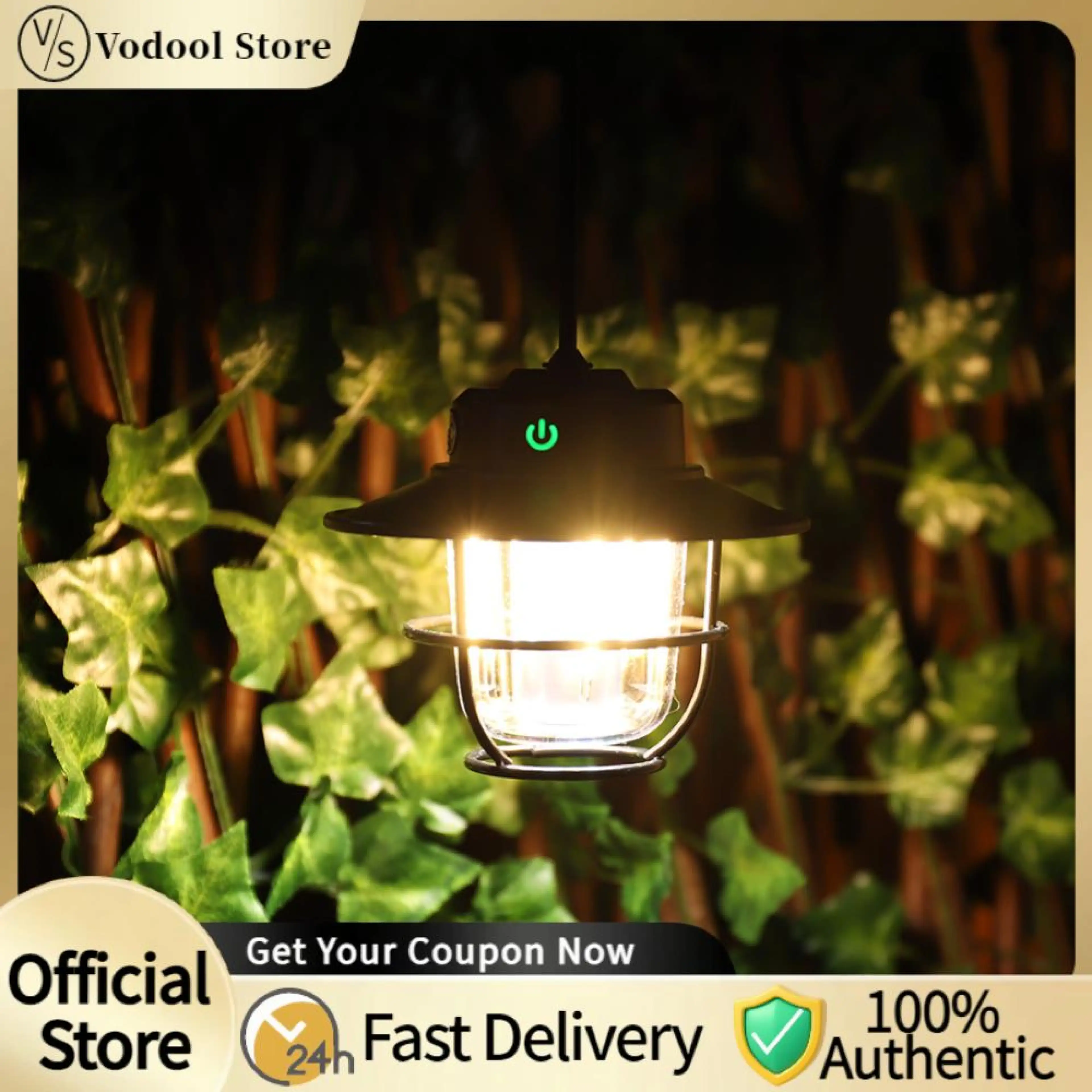 【24Hours Shipped】 Outdoor Camping Light IPX4 Waterproof LED Portable Lamp Type-C Charging Tent Light 4 Gear Hanging Ambient Light Stepless Dimming for Fishing BBQ