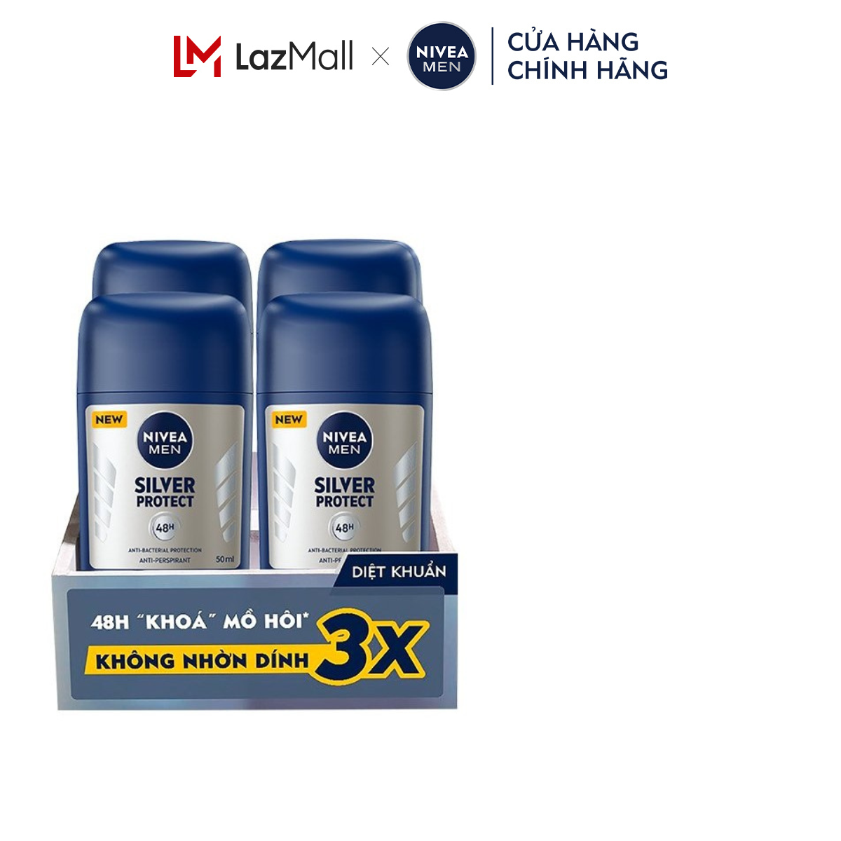 Bộ 4 Sáp Khử Mùi NIVEA MEN Phân Tử Bạc 83181