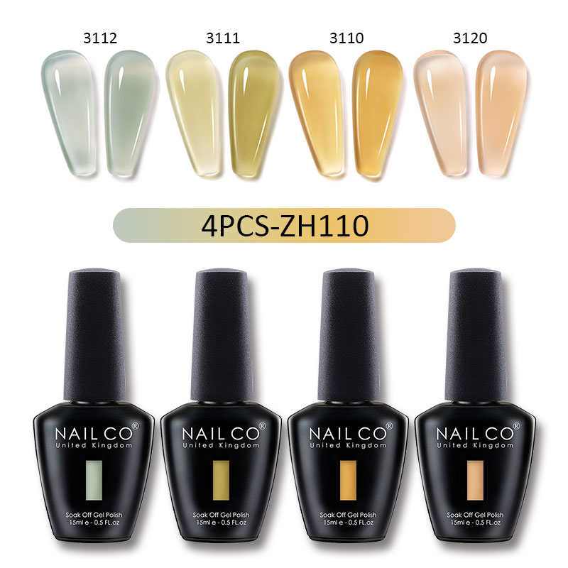 NAILCO 15ml Gel 4pcs/Set Nail Translucent Color Polish UV Nails Gel Lakiery Nail Kit Esmalte Paint Nail Art Polish Design Vernis