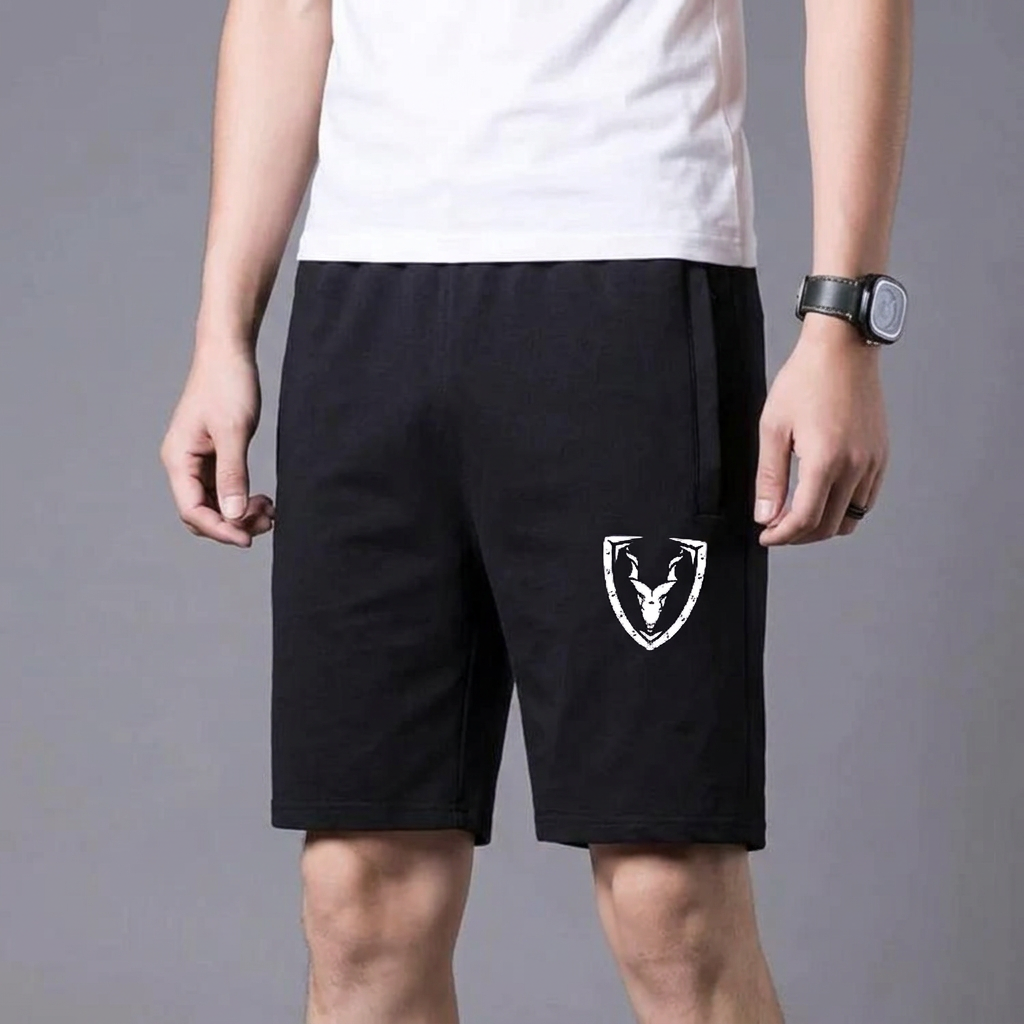 Logo Printed Black Terry Fabric Summer Short for Men & Boys