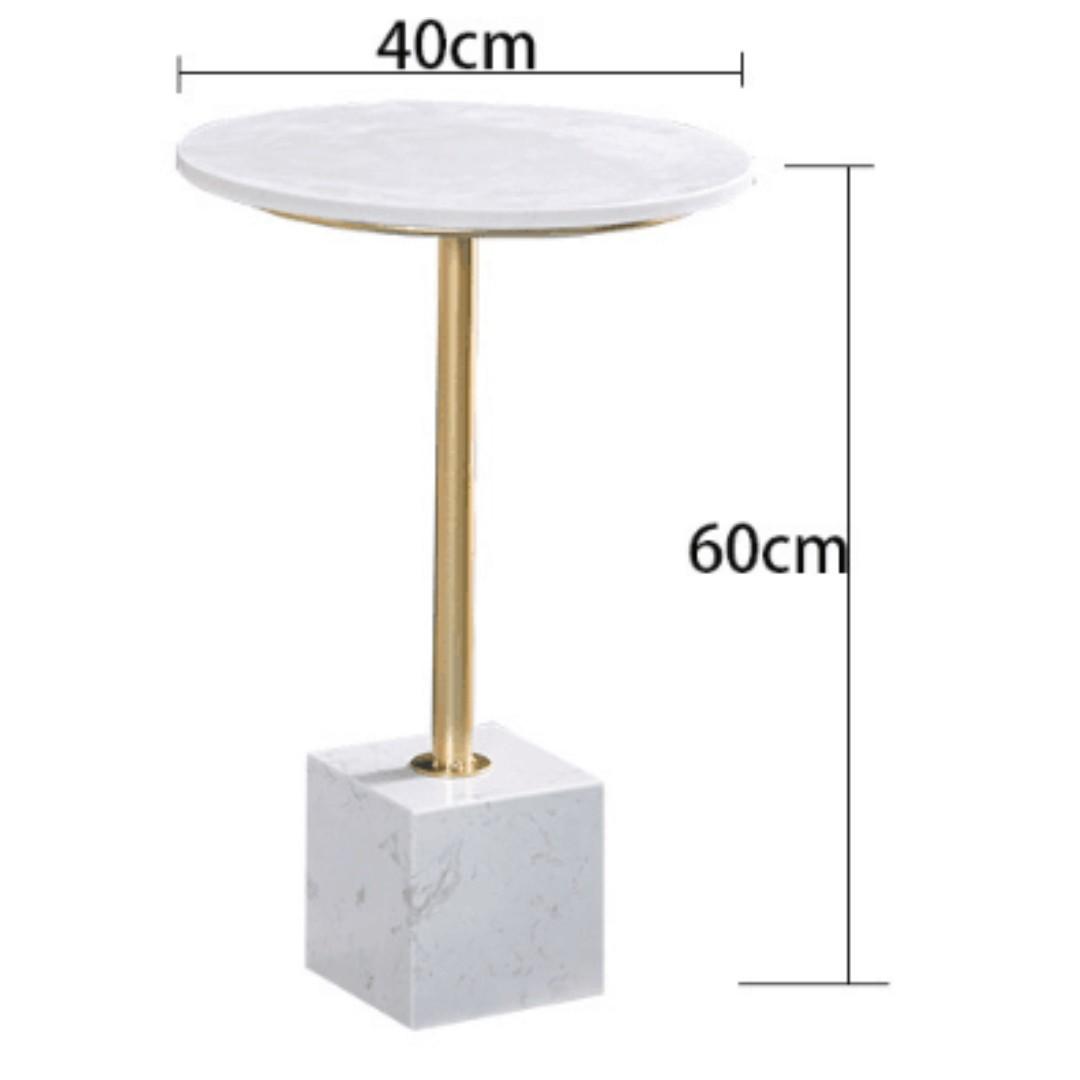 TMDT 12 Marble Coffee Table - White Top+ White Base