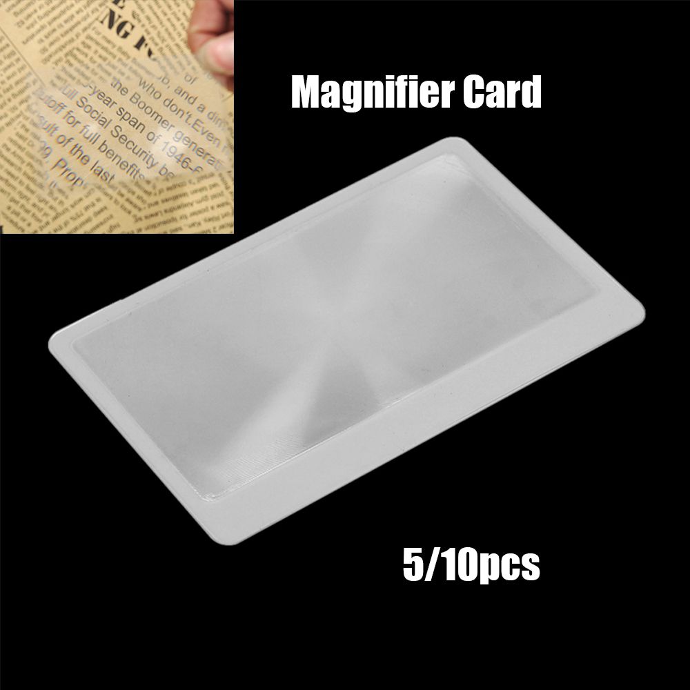Jilei8621 5/10 cái ví nhựa bỏ túi 85x55mm 3 x Kính lúp phóng đại công cụ Kích thước thẻ tín dụng kính lúp