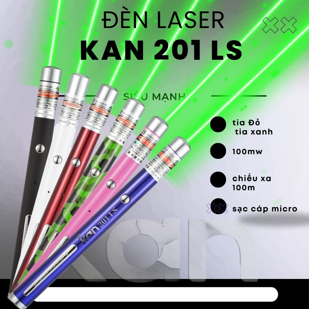 Bút Laser Laze Tia Xanh Lá Sạc Cáp Micro Dài 14cm Vắt Túi