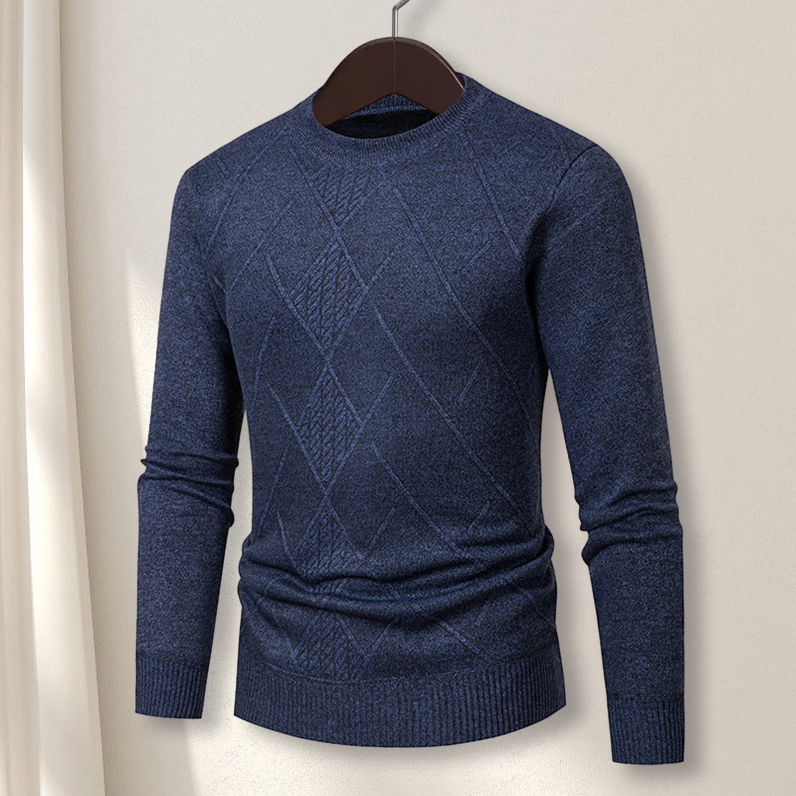 Maglione girocollo da uomo in tinta unita maglione per inverno casual pullover di media lunghezza meno di819_voghion.com