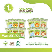 Organic Baby Wipes 20s Nature Pack of 12
