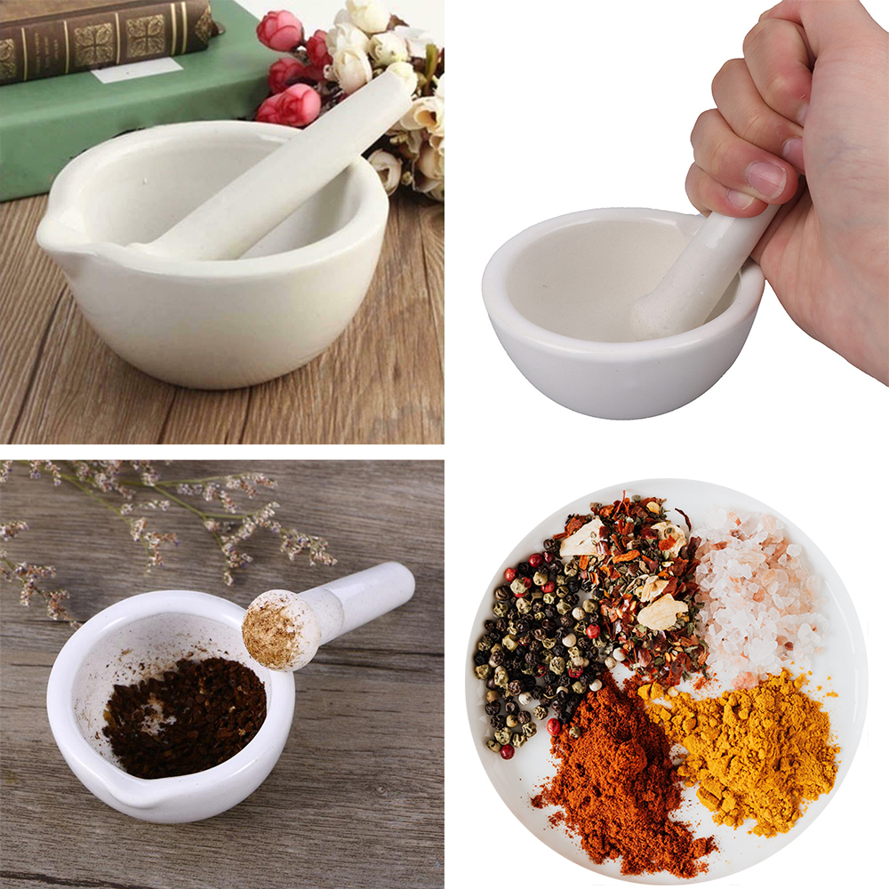 Yudyboster Dụng cụ nghiền và xay 60mm nhỏ màu trắng chày máy nghiền gia vị máy xay gốm vữa