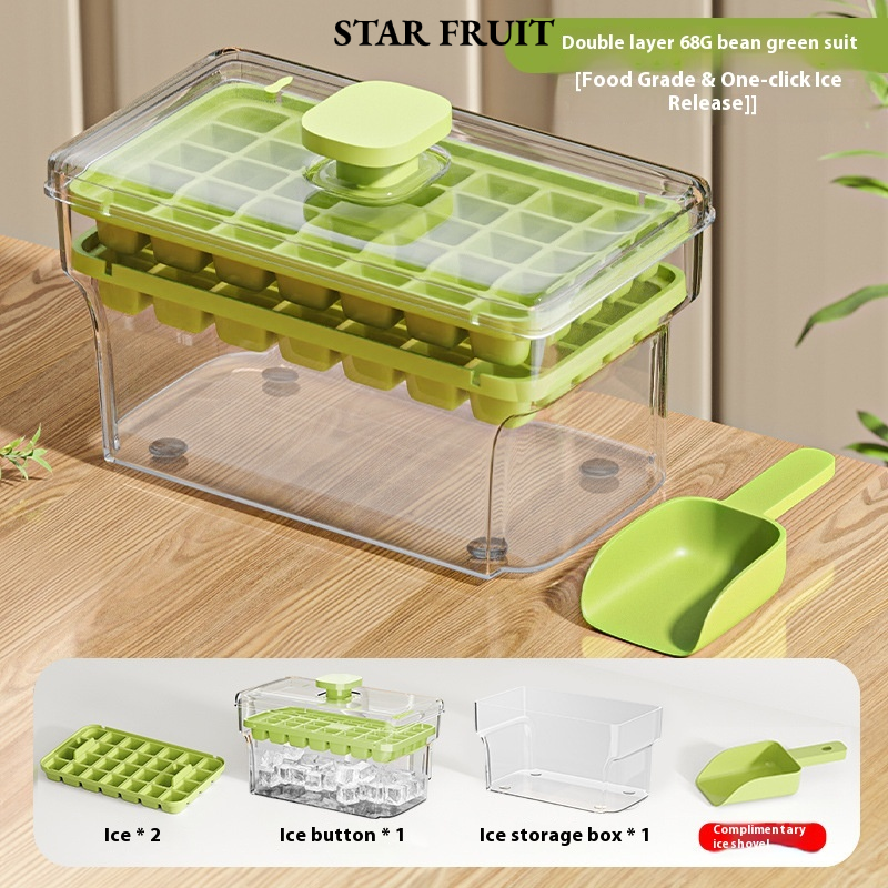 One-Press Ice Cube Maker with Storage Box, Easy Release & BPA-Free for Home Use ราคา 10 บาท*ส่งฟรี