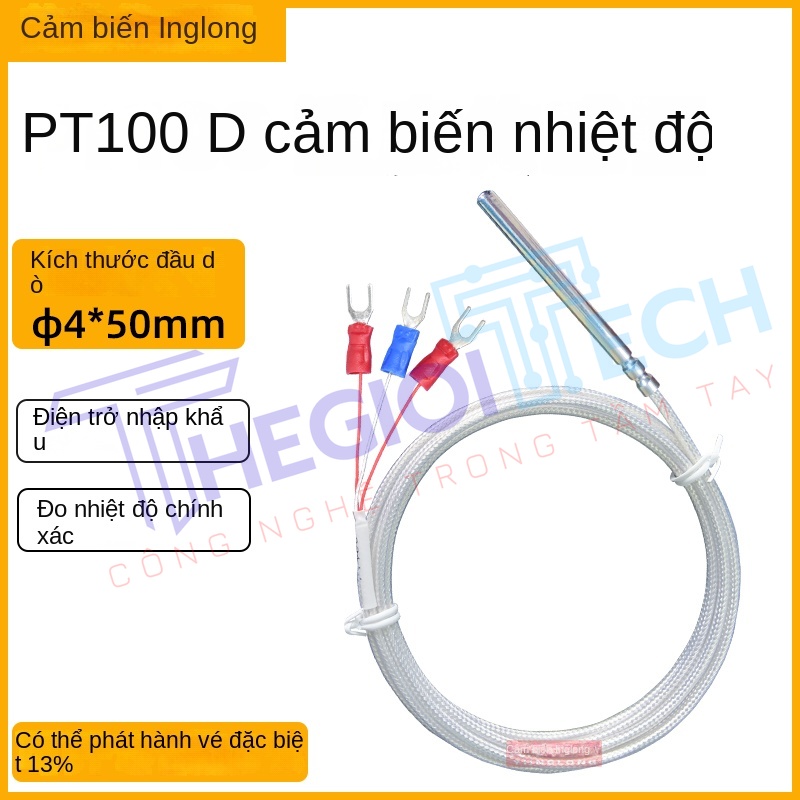 Cảm biến nhiệt độ PT100/PT1000, đầu dò điện trở bạch kim / nhiệt điện K, kích thước 4×50mm - PT1000 A φ4×50 2m