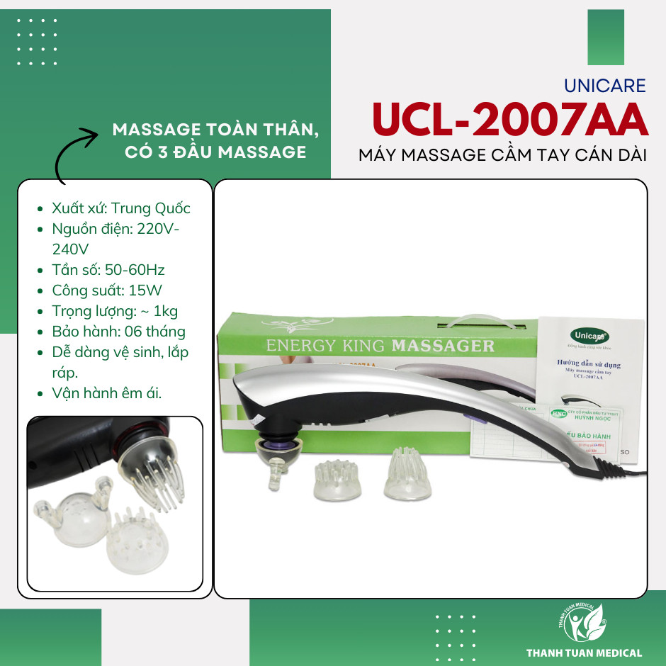 Máy Massage Cầm Tay Cán Dài Unicare UCL-2007AA - Tiêu Chuẩn Mỹ HNC