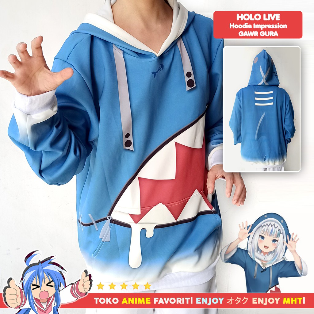 2022 new anime Gawr Gura cosplay 3D printing zipper hoodies unisex harajuku  casual four seasons zipper hooded men hoodi - AliExpress