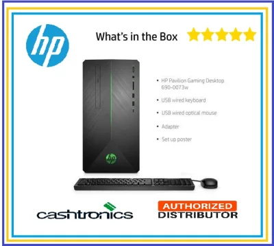 New Model HP Pavilion GAMING DESKTOP 690-0073-W i5-9400 6Core 2.9 GHz (4.1 GHz Turbo) 16GB RAM 480GB Sandisk/WD SSD ((Upgraded Processor and SSD 3 years warranty)10 Home Black 1 year warranty with New hp gaming kb and gaming mouse
