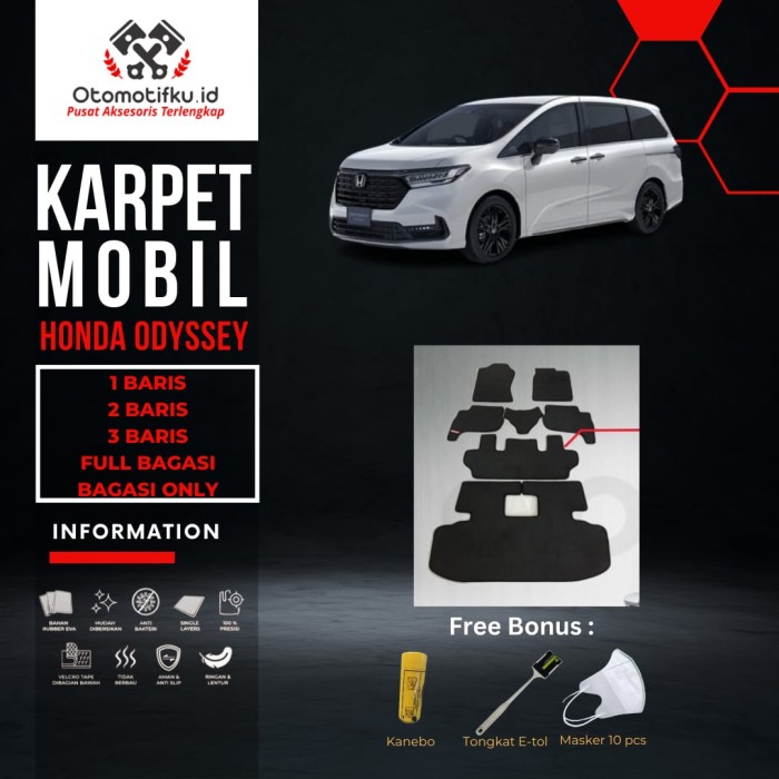 [ OTOMOTIFKU ] Karpet Mobil Honda Odyssey Bahan Double Layer Rubber Eva Premium - S (1 Baris), Hitam Harga 770,000 rupiah*Gratis Ongkir