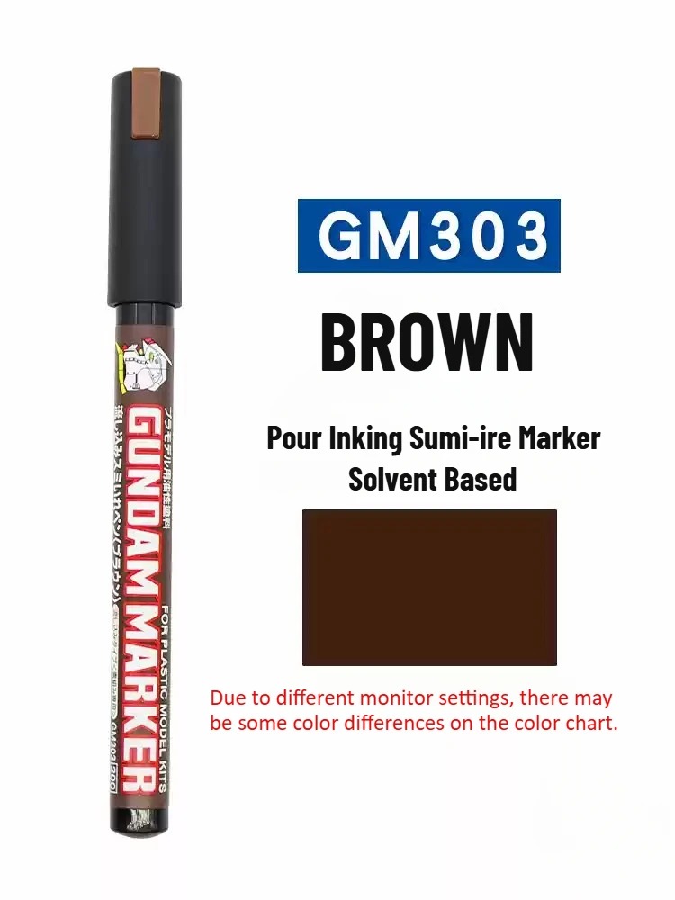 Mr.Hobby GM300~GM303 Pour Type Marker Pen Panel Line Accent for Gundam Warhammer Miniatures Model Kits Detailing Oil-Based Long-Lasting for Mecha Military Model Painting Black/Grey/Brown Available