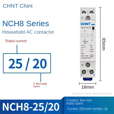 Contactor AC NCH8-25/20 25A (2 Thường Mở) | NCH8 20/25/40/63 CHINT 220V Xoay Chiều – Điều Khiển Điện Thông Minh