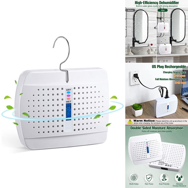 Q5Rechargeable Small Dehumidifier, High-Efficiency Moisture Absorber for Bedroom, Wardrobe and Bookcase,EU Plug