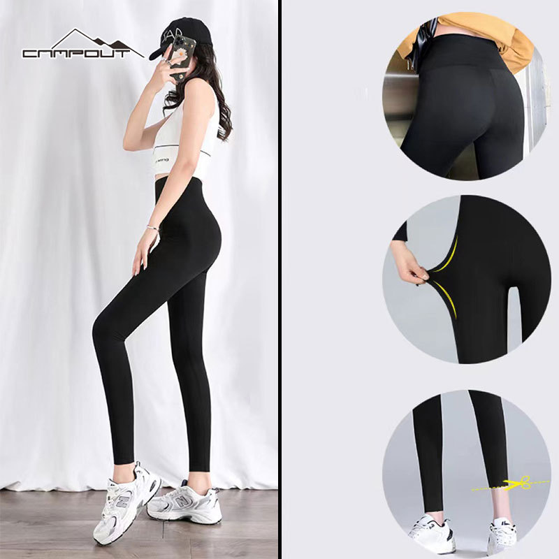  【CAMPOUT quần thể thao cá mập quần áo khoác ngoài nữ Quần Yoga quần legging bó sát cạp cao gầy và mỏng 