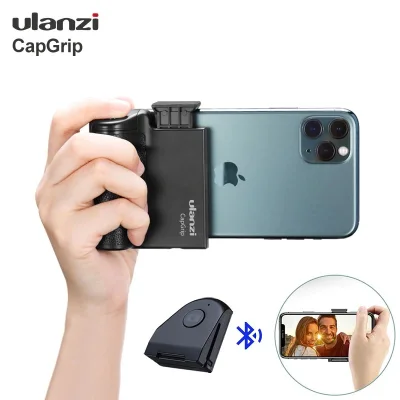ULANZI CapGrip Bluetooth Remote Phone Holder Clip Wireless Control Shutter Tripod Selfie Stick Handle Mount for iPhone Samsung Huawei Smartphone