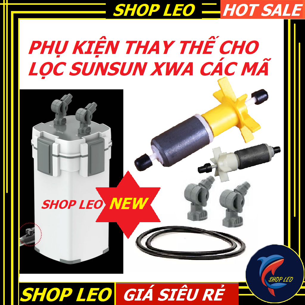 Phụ kiện lọc Sunsun XWA -Trục, khóa tổng, Ron, cánh quạt thay thế cho lọc XWA-phụ kiện thủy sinh-shopleo