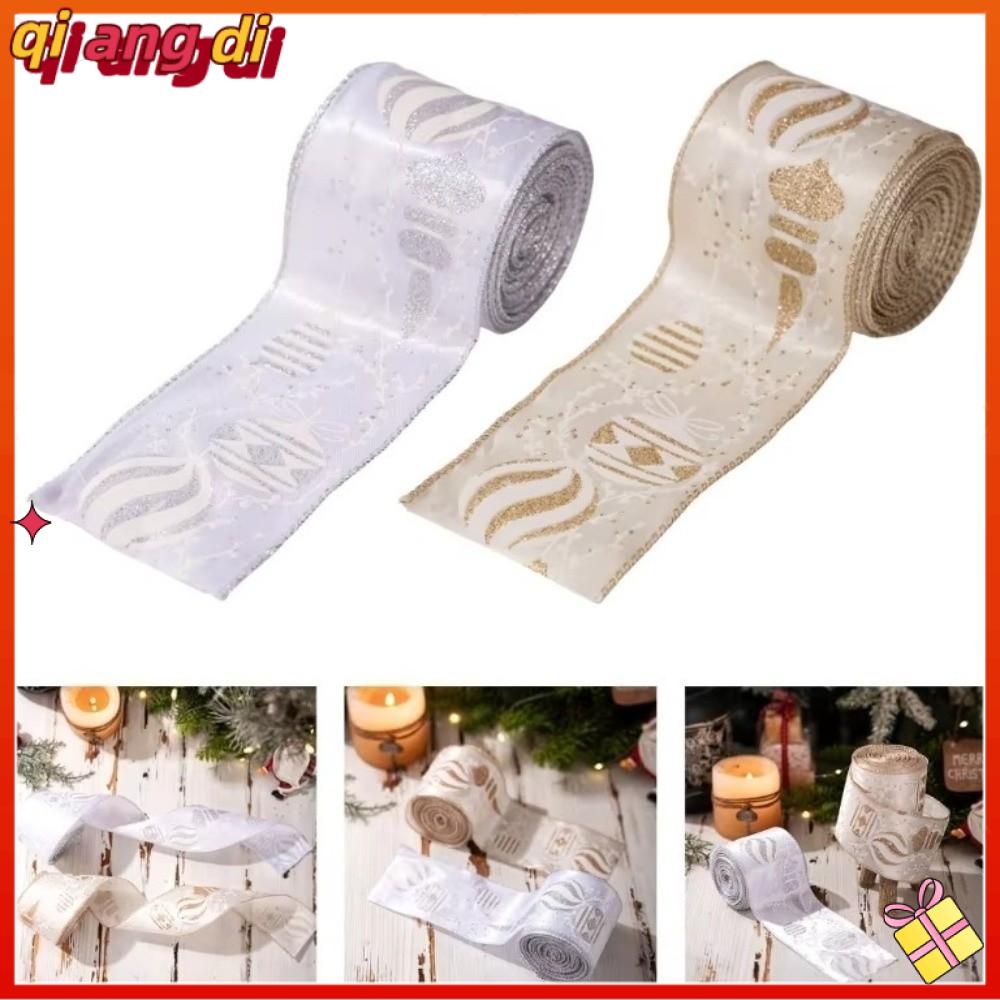 QIANGDI Tự làm Ruộng băng nơ Giáng sinh Vàng Thanh lịch Ruy băng trang trí bao bì  Bố cục không khí Ruy băng cây thông Noel Quà Giáng Sinh