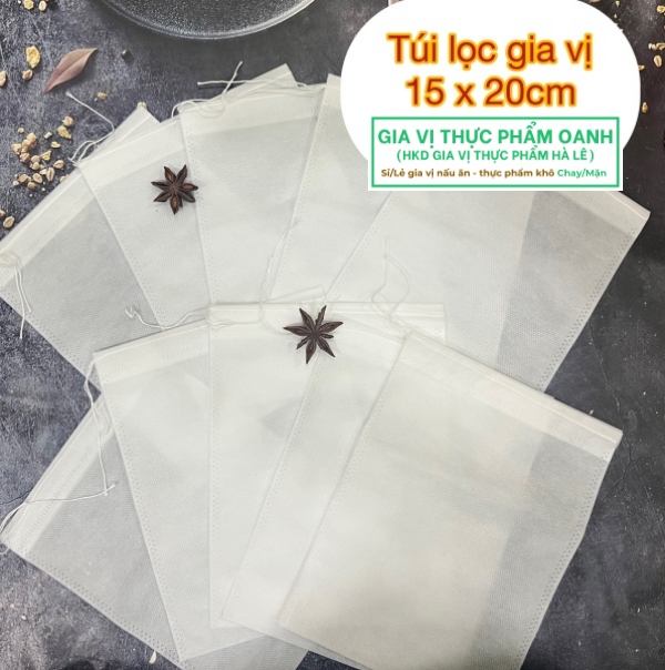 (Lốc 100) Túi lọc gia vị thảo mộc trà cà phê bằng vải không dệt (8x12cm)