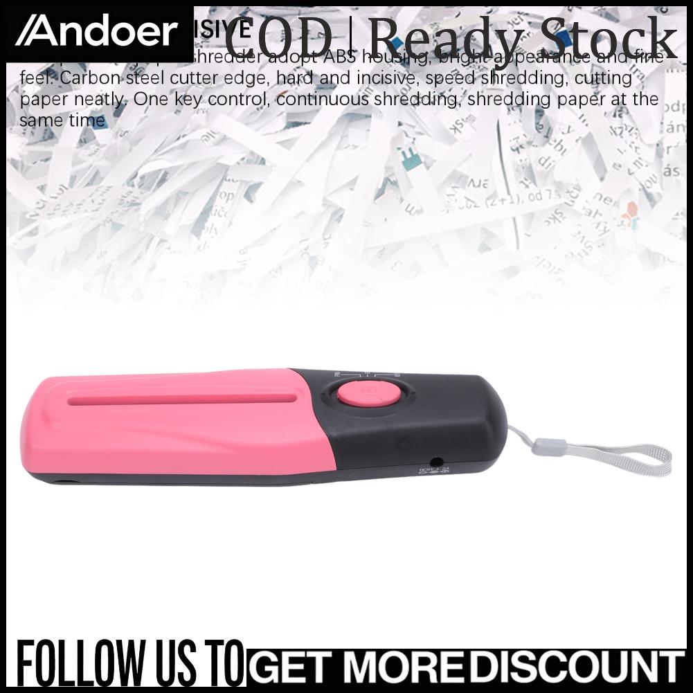 Andoer Máy hủy giấy di động USB Cắt gọn gàng Máy hủy giấy di động Nhỏ gọn bảo vệ an ninh Nhỏ cho tài liệu cho văn phòng