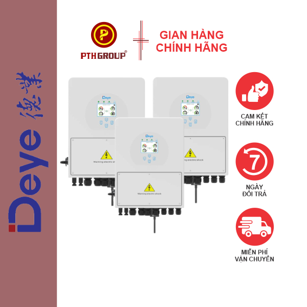 PTH GROUP Biến Tần Hoà Lưới Bám Tải Có Lưu Trữ 6KW SUN 6K-SG04/LP1-EU