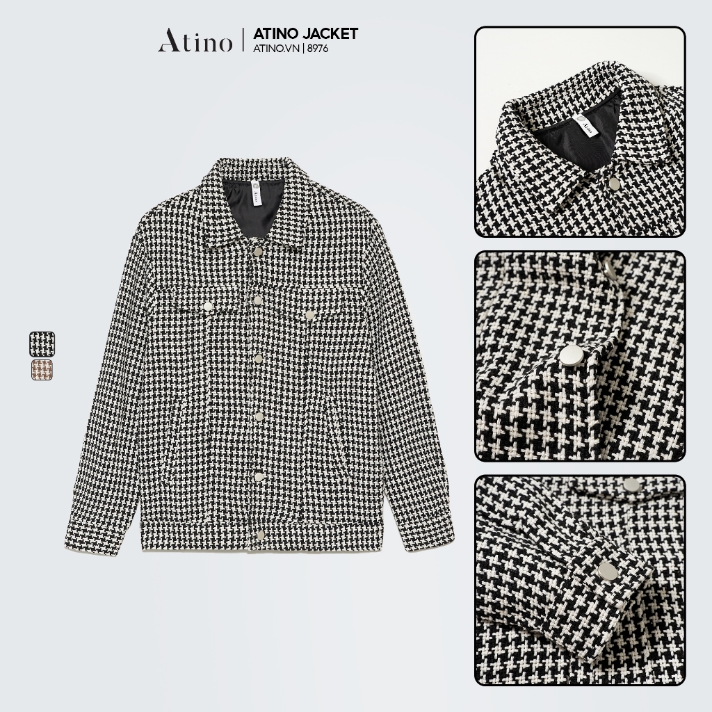 Áo Khoác Jacket Nỉ Dạ Nam 2 Lớp Lót Gió Họa Tiết ATINO Hàn Quốc Phong Cách Trẻ Trung Chuẩn Form AD2.8976