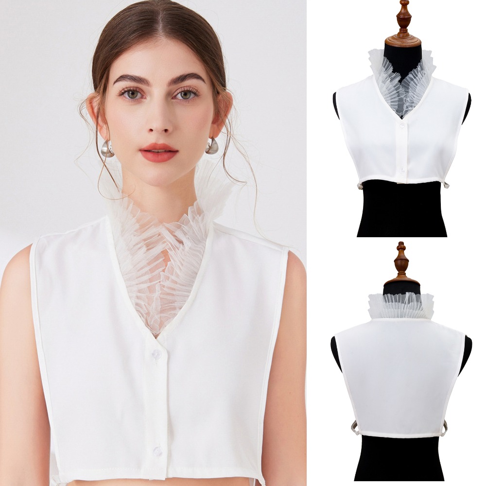 A5TG Bông Áo sơ mi cổ giả Ren Có thể tháo rời Cổ áo giả cho Nữ Cổ điển Phụ kiện quần áo Cà Vạt giả Phụ nữ