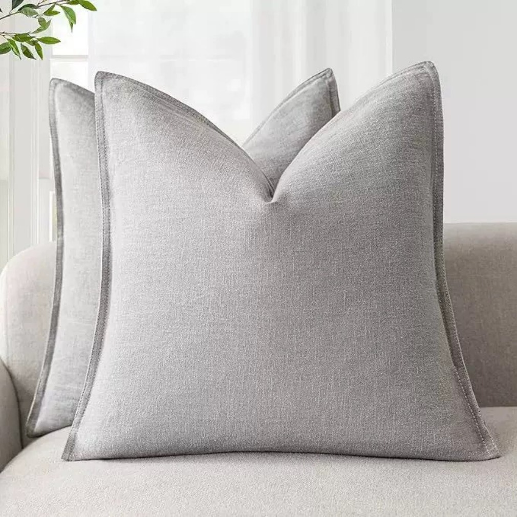 30x50cm/40x40cm/45x45cm/50x50cm Spring Summer Bohemian Washed Cotton Cushion Cover Solid Color Khaki Green Pillow Covers Wide Edge Decorative Throw Pillow Cases for Sofa Chair Couch Bedroom Living Room Decoration