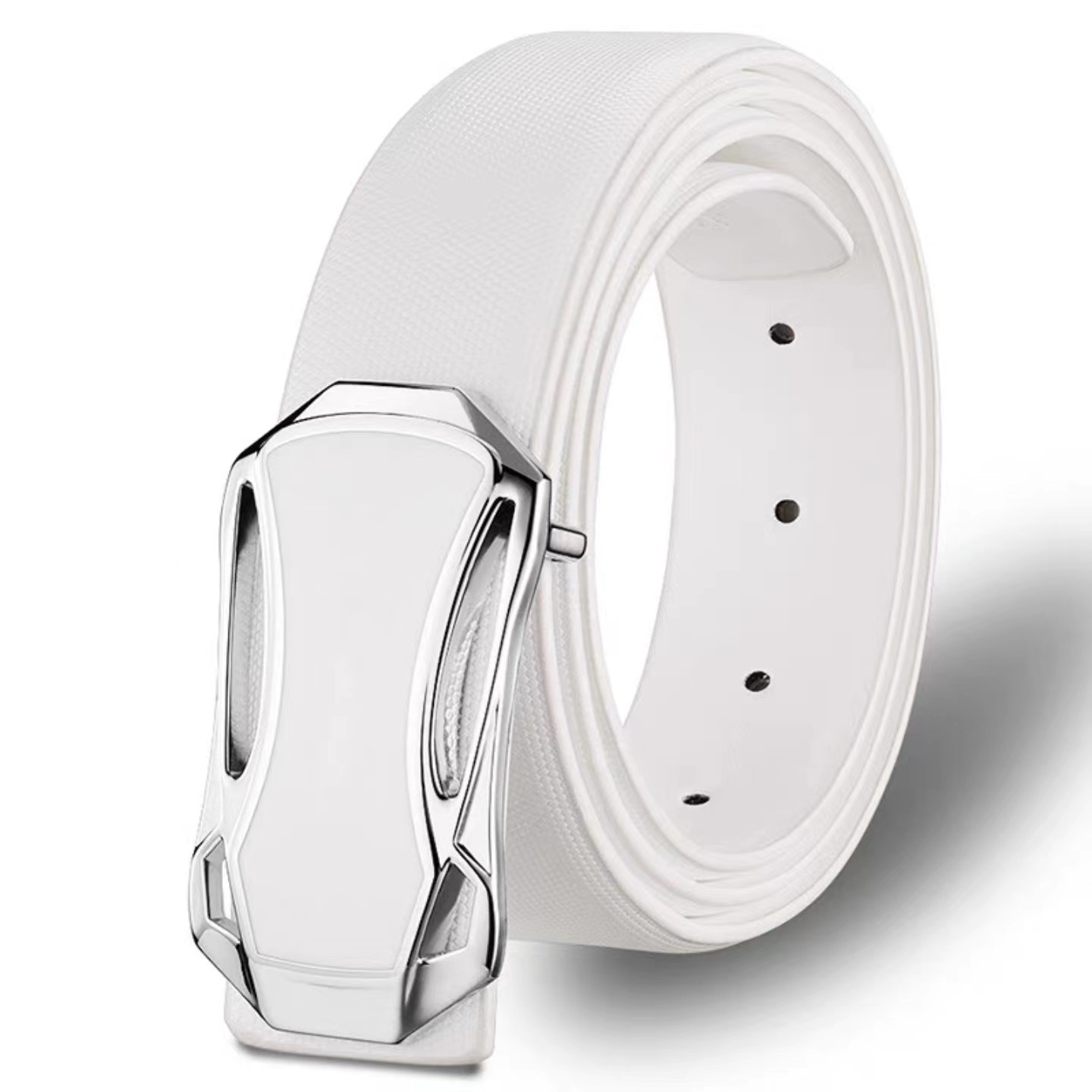 DIANKUZHAN Men's White Leather Ratchet Belt – Adjustable, Fits Up To 47 Inches, Removable Buckle - View #14