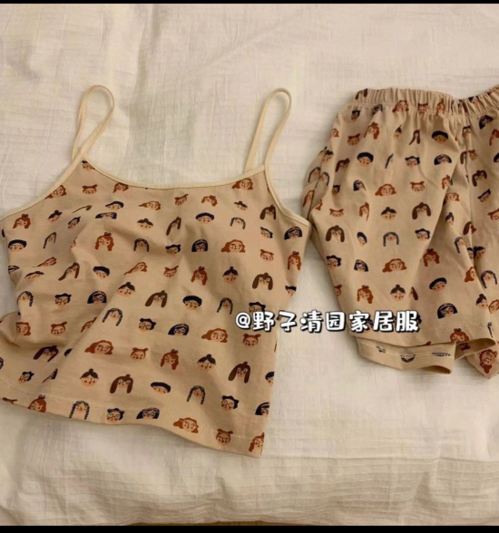 Bộ Đồ Ngủ Hai Mảnh Đệm Ngực Buộc Dây Nhật Bản Búp Bê Hình Đại Diện Hoạt Hình Ưa Nhìn Mỏng Cho Bé Gái Bộ Đồ Mặc Nhà Mua Tại Cửa Hàng M Nhà Chơi Shin VN 🔥goya150🔥