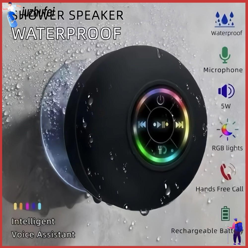JUZHUFEI Rảnh tay Loa Bluetooth không dây Âm thanh nổi Chống thấm nước Loa phòng tắm Di động Với Micrô Cốc Hút Loa siêu trầm mini cho vòi hoa sen Dành cho bể bơi trong phòng tắm và bãi biển