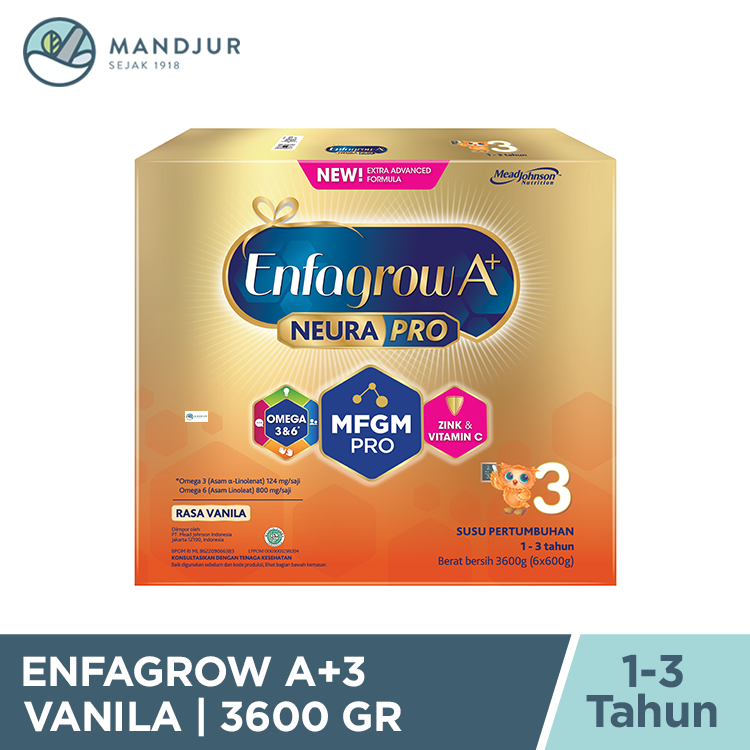 Enfagrow A+3 Vanila - Susu Pertumbuhan Anak 1-3 Tahun 3600 gram