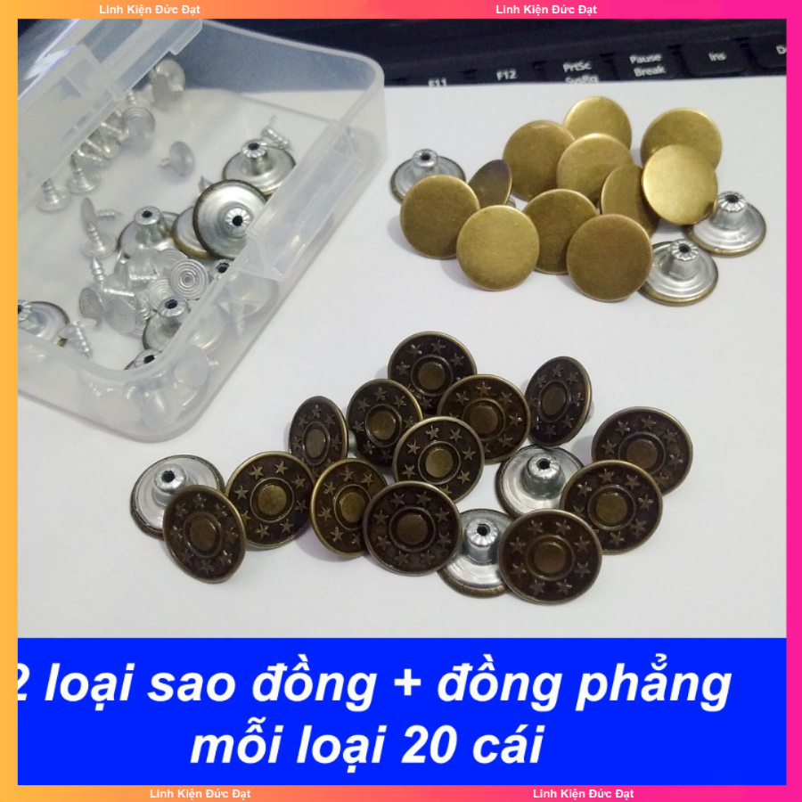 Hộp 40 nút quần áo Jean kim loại núc quần jean