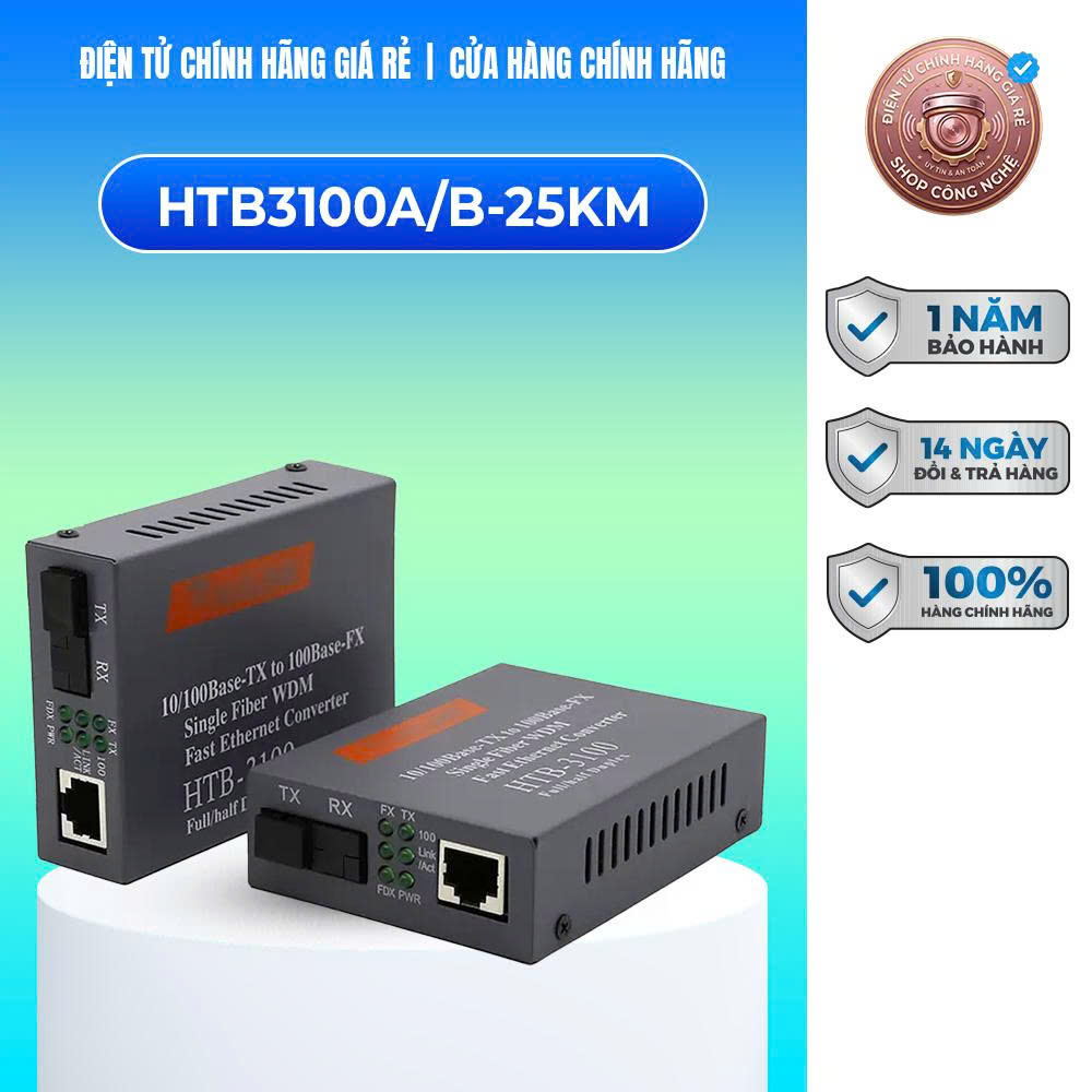 Bộ Chuyển Đổi Converter Quang NetLink HTB3100A/B-25KM ; HTB-GS03-A/B -1000MB-1GB 100Mbps (KHÔNG KÈM NGUỒN)